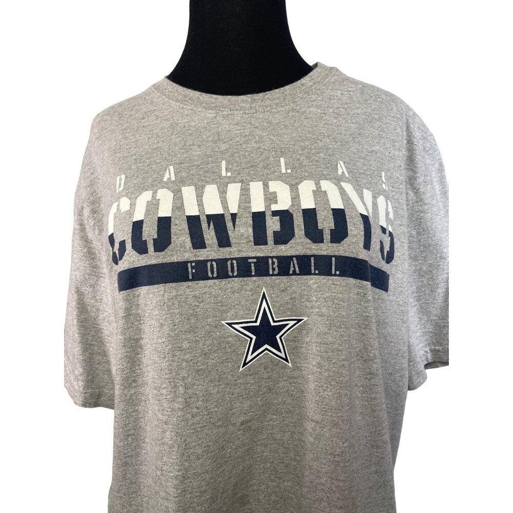 Dallas Cowboys Authentic Mens T-Shirt Gray Size L Cotton Blend Graphic Logo